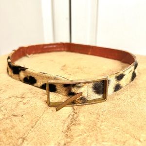 Vintage Authentic Winter Furs Leopard Cheetah Print Leather Belt Size Small